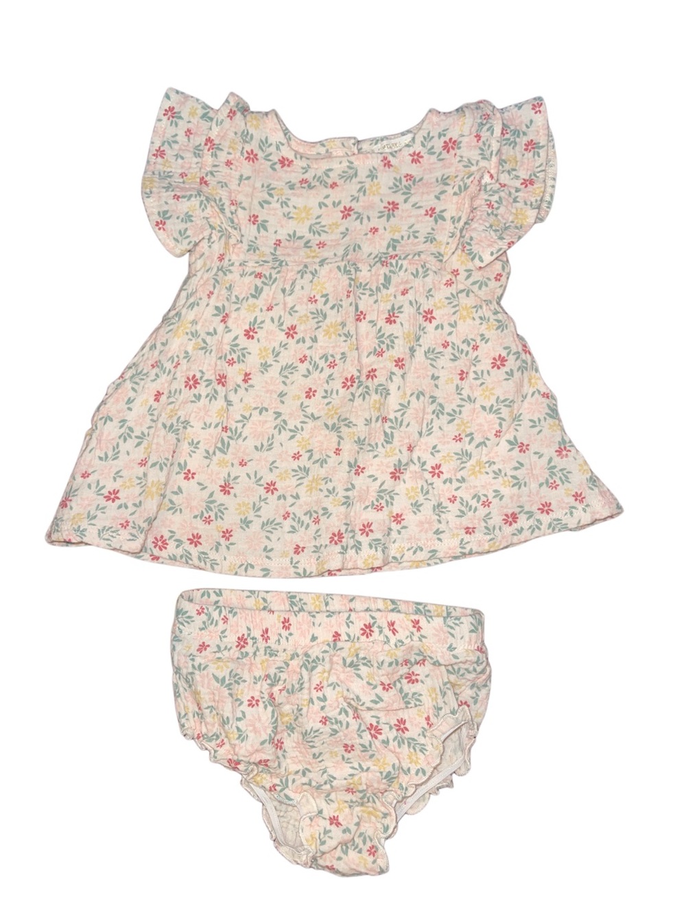 Chelsea & Violet White Floral Toddler Matching Top & Bloomer Set